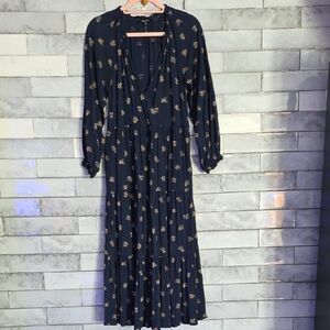 Madewell Boho Navy Floral Maxi Dress Size Small
